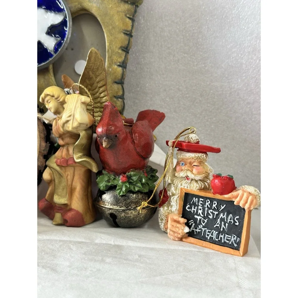 Vintage to Modern Lot of‎ 8 Ornaments Christmas Decorations Cat Bird Santa Bear